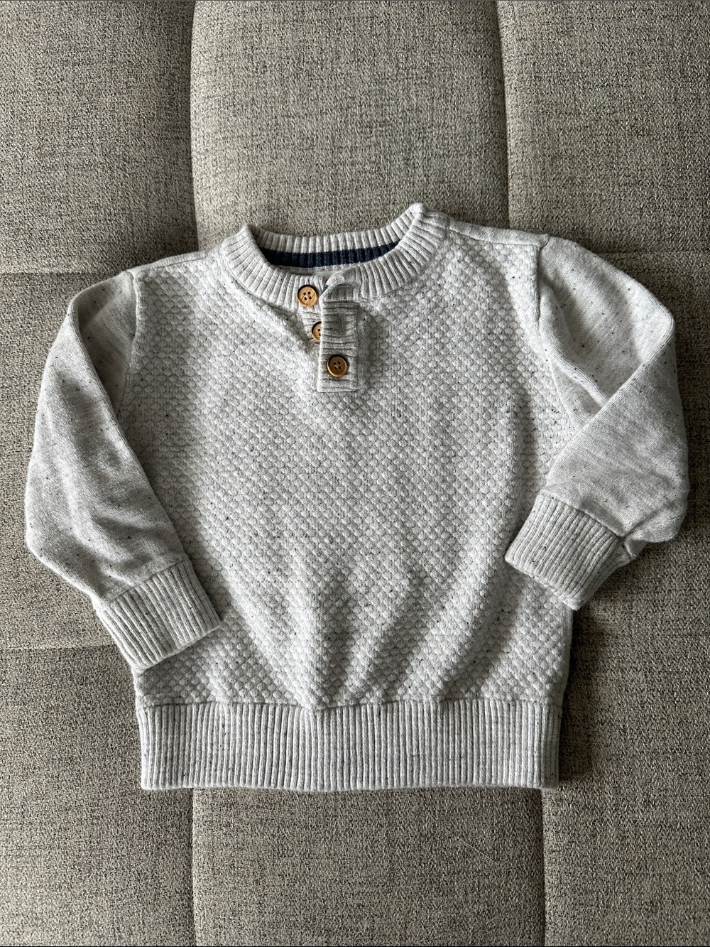 Cat & Jack Light Gray Textured Henley Sweater
